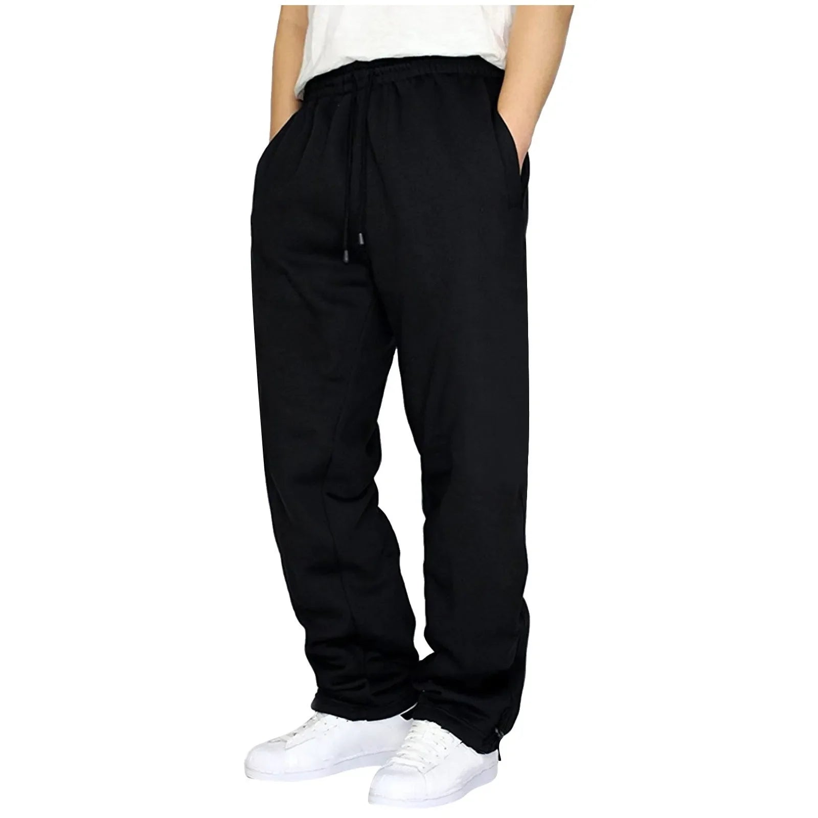 Black Plain Sweatpants - black