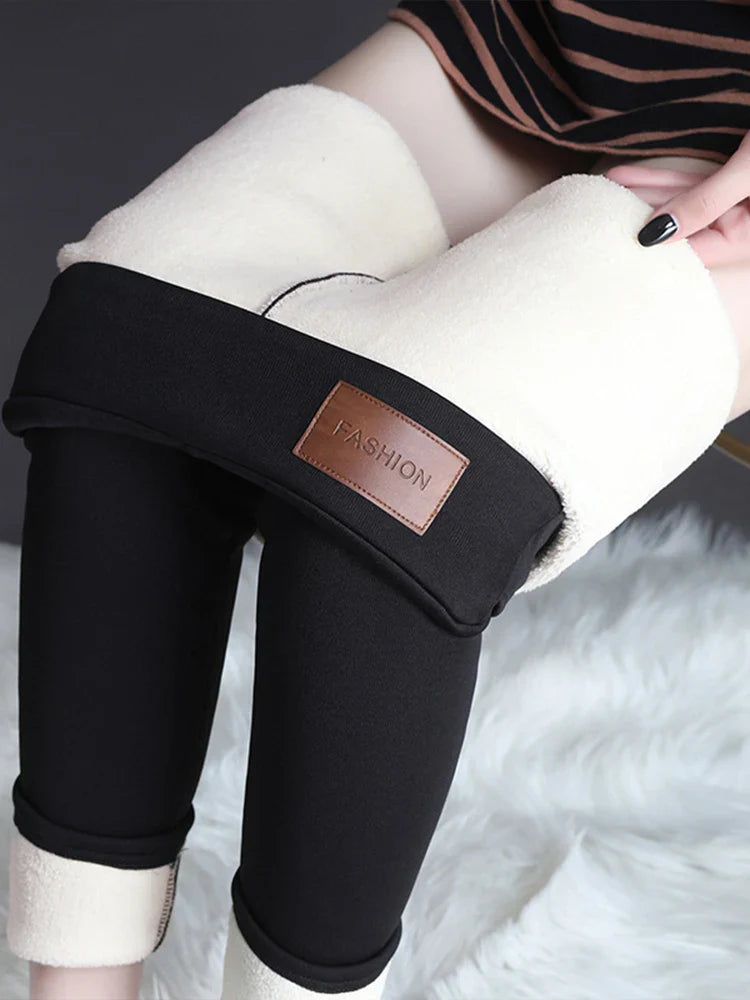 Women Pants Winter Fleece - black