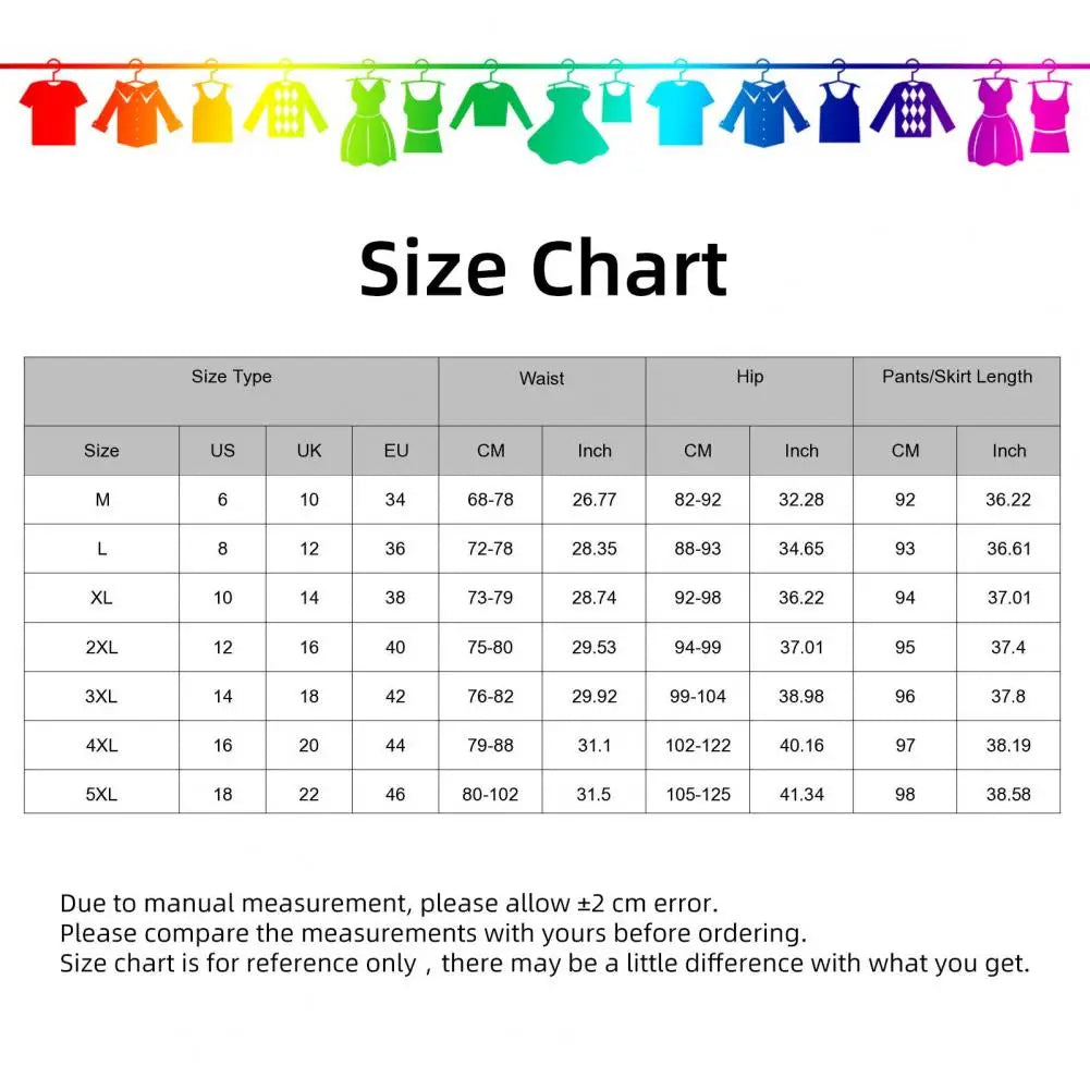 Women Pencil Pants Casual High Waist - Size chart