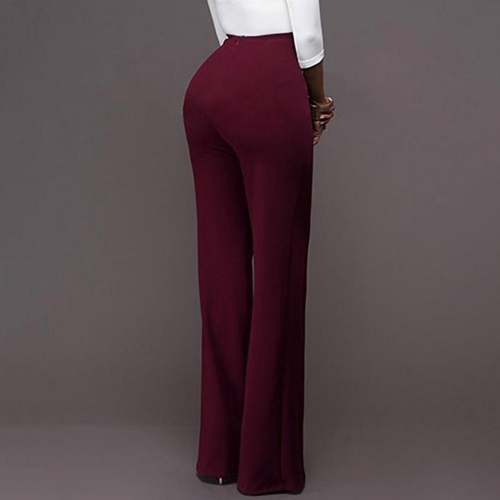 Women Wide Leg Pants - burgundy