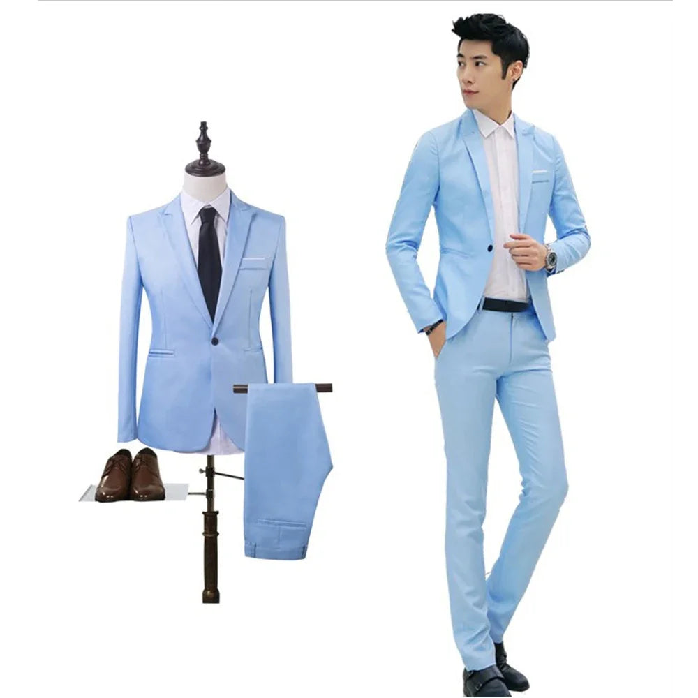 Men's two piece - blazer and pants set - light blue