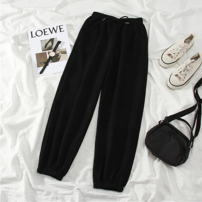 Gray Women Sweatpants - Black