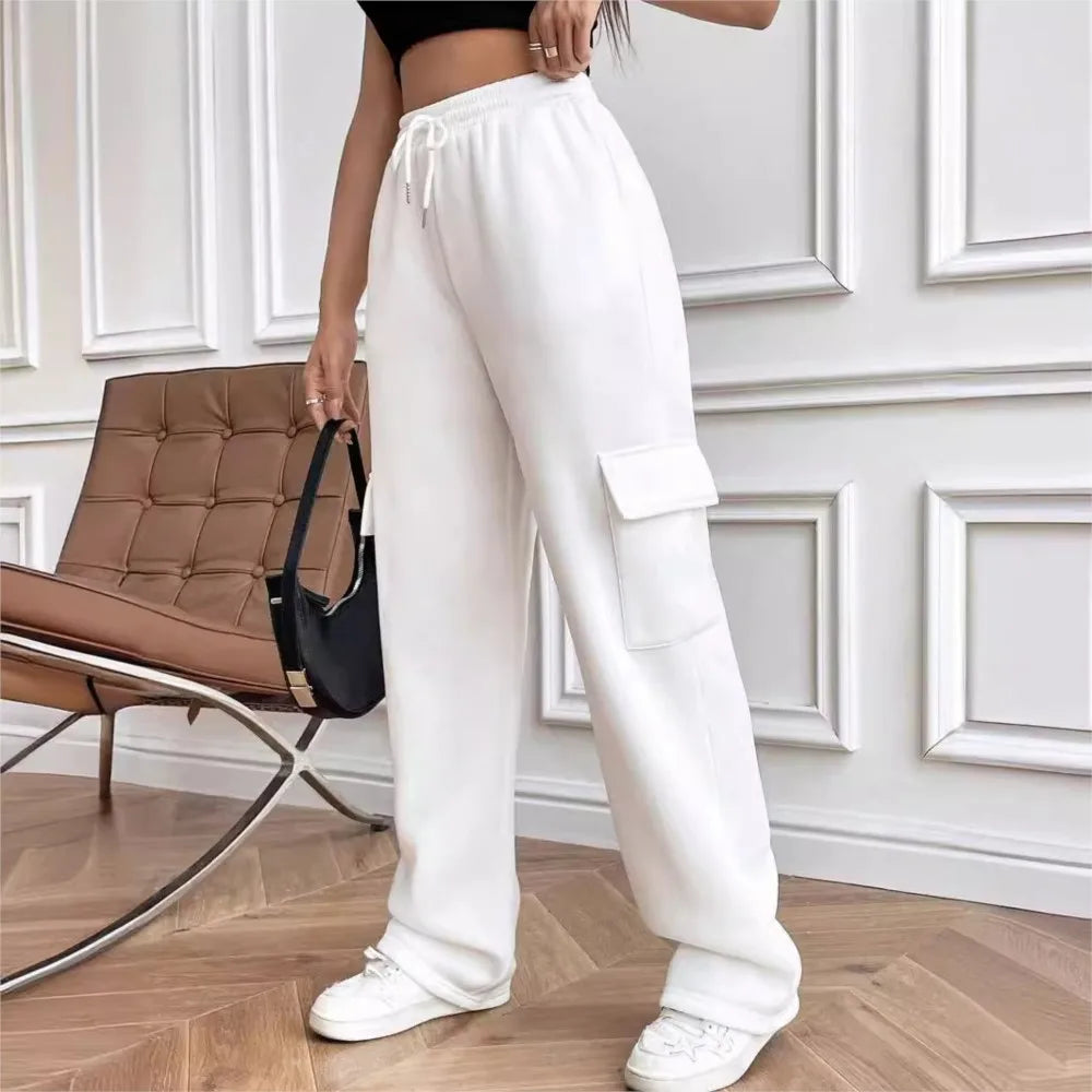 Women's Casual Sports Sweatpants - white 