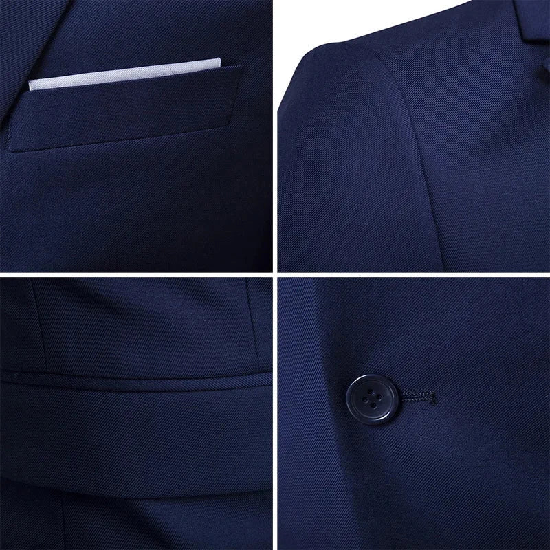 3 piece men's suit set - close up on jacket