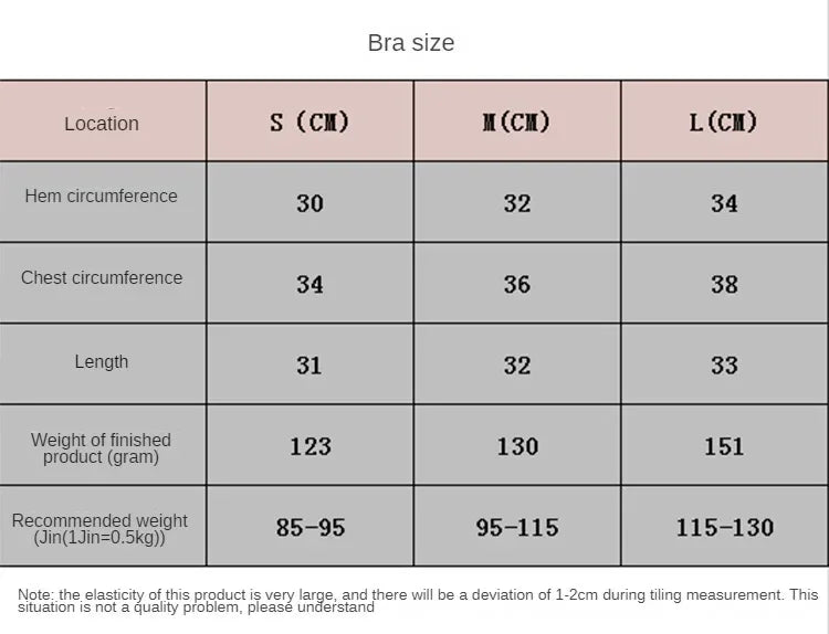 Yoga Suit Sport Clothes - size chart