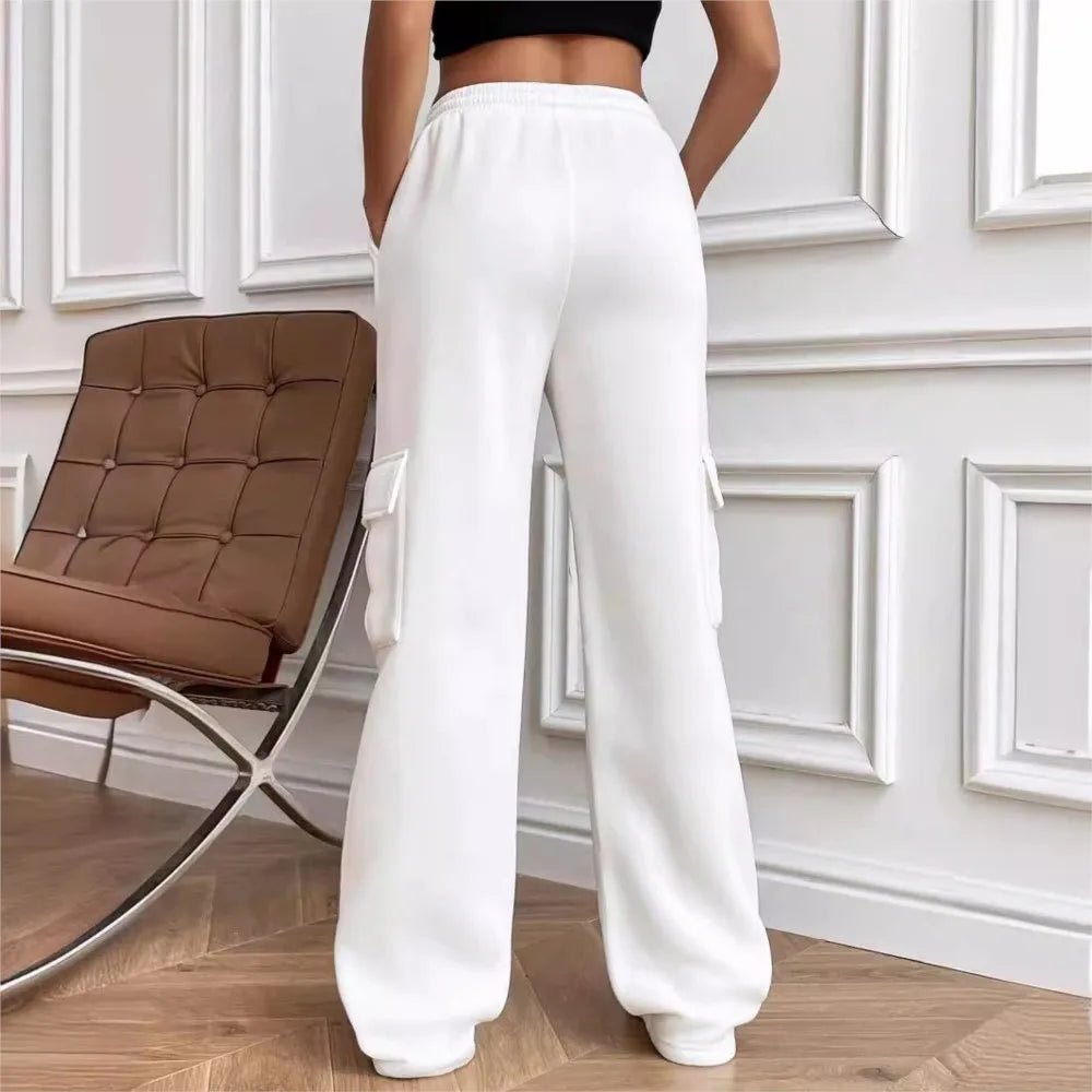 Women's Casual Sports Sweatpants - white (back view)