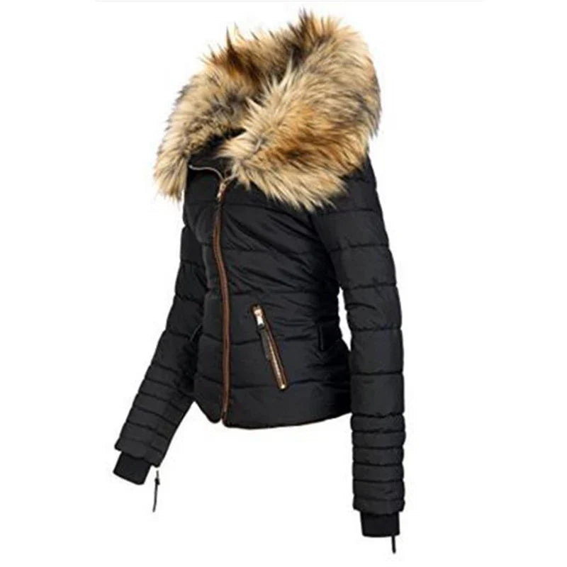 Women Fur Collar Coat - side view 