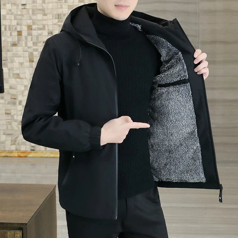 Hooded Jacket Male Outwear - Black