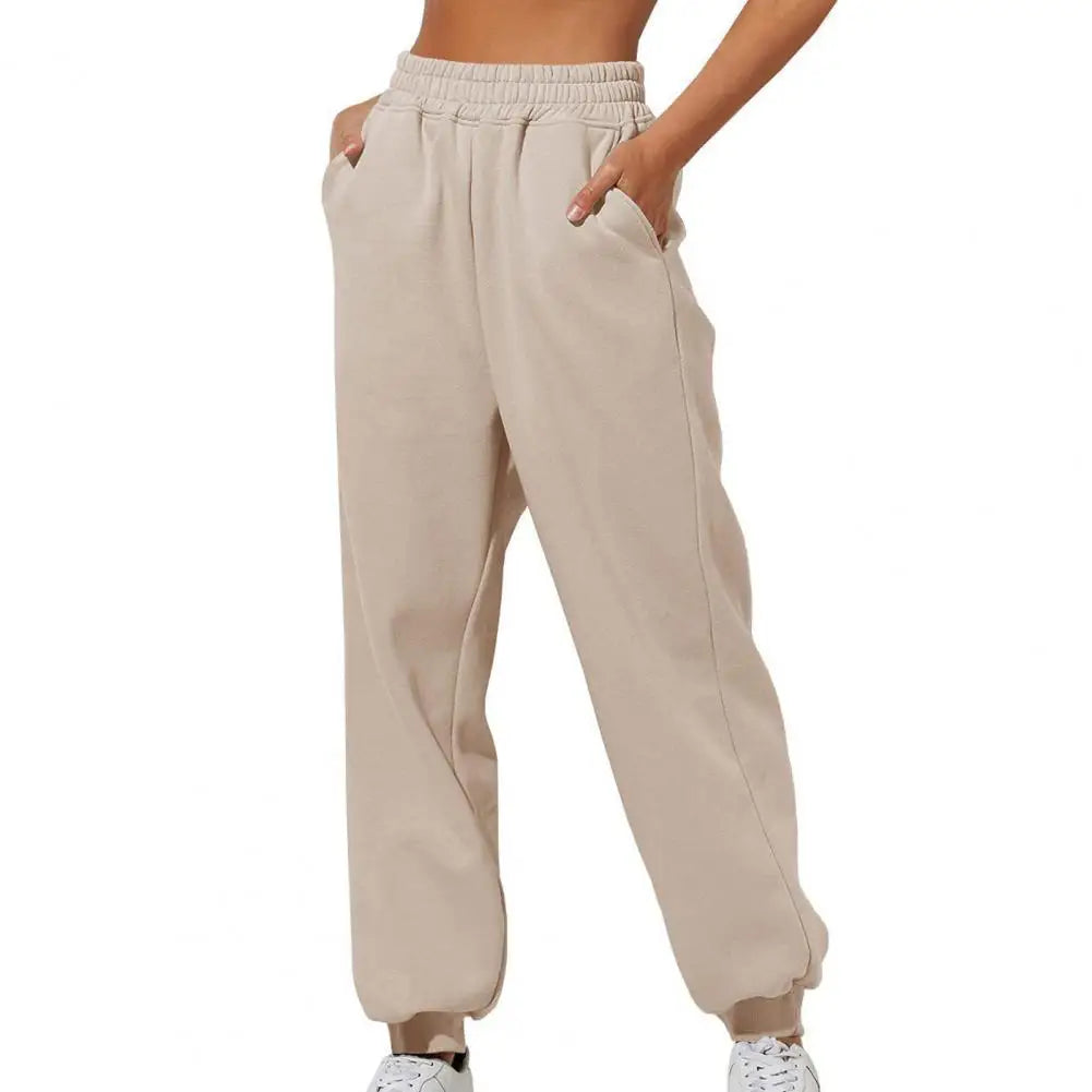 Wide straight leg women's sweatpants - Tan