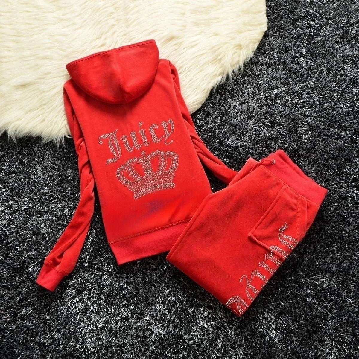 Velvet Tracksuit - bright red