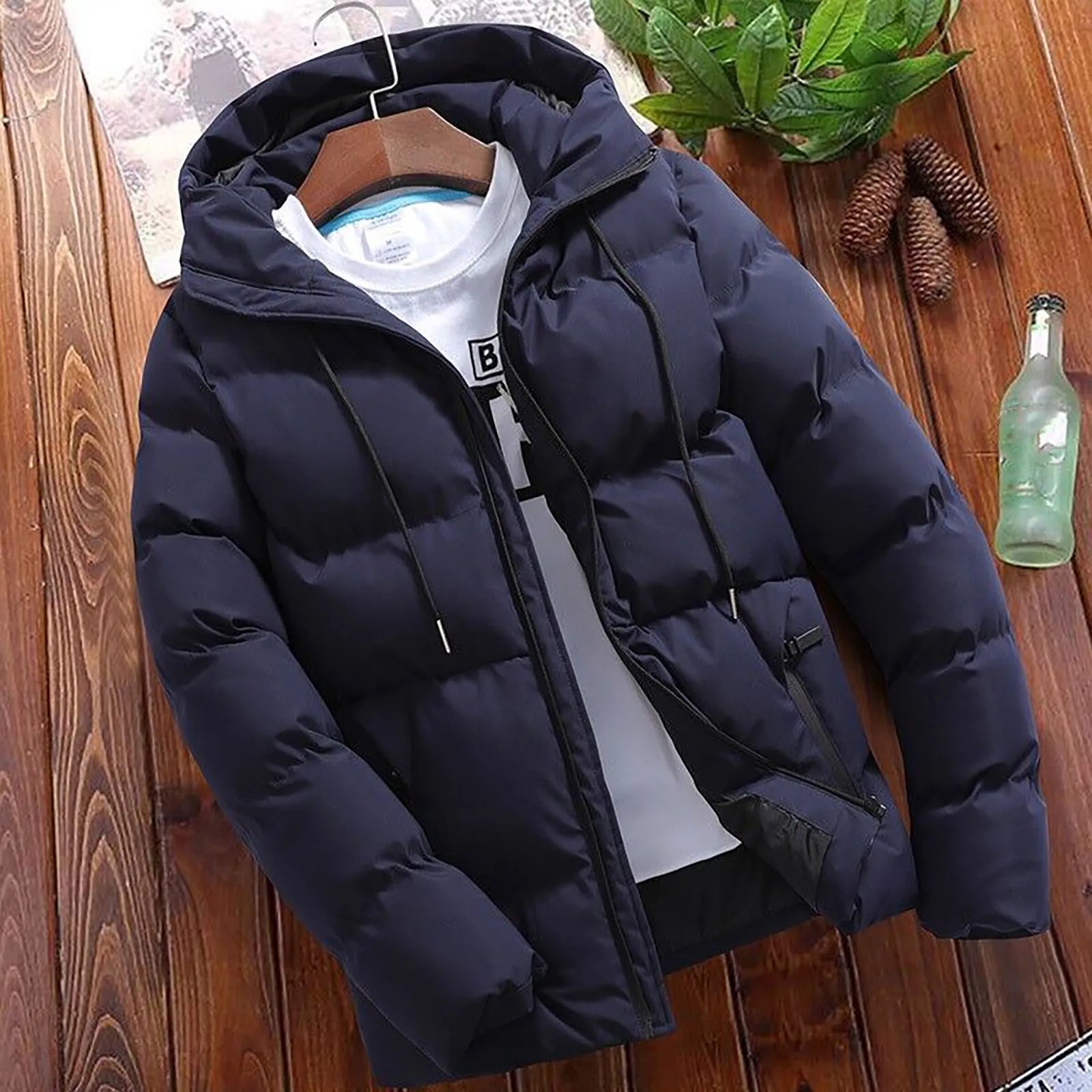 Men Winter Overcoat - Dark Blue