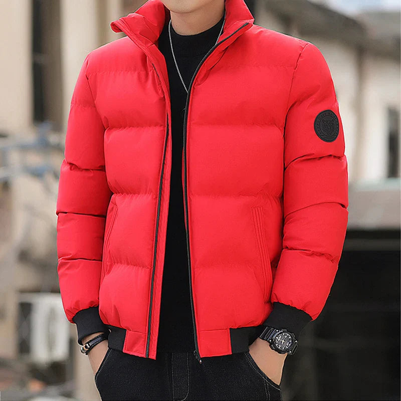 Parka Jacket Men - Thick, Warm winter jacket - red with black logo