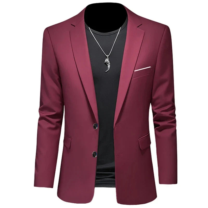 Men's Casual Business Slim Fit Jacket - dark red