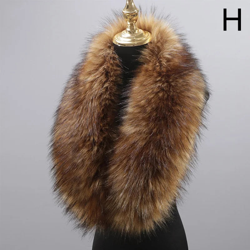 Large Faux Fur Collar Scarf - dark brown/tan