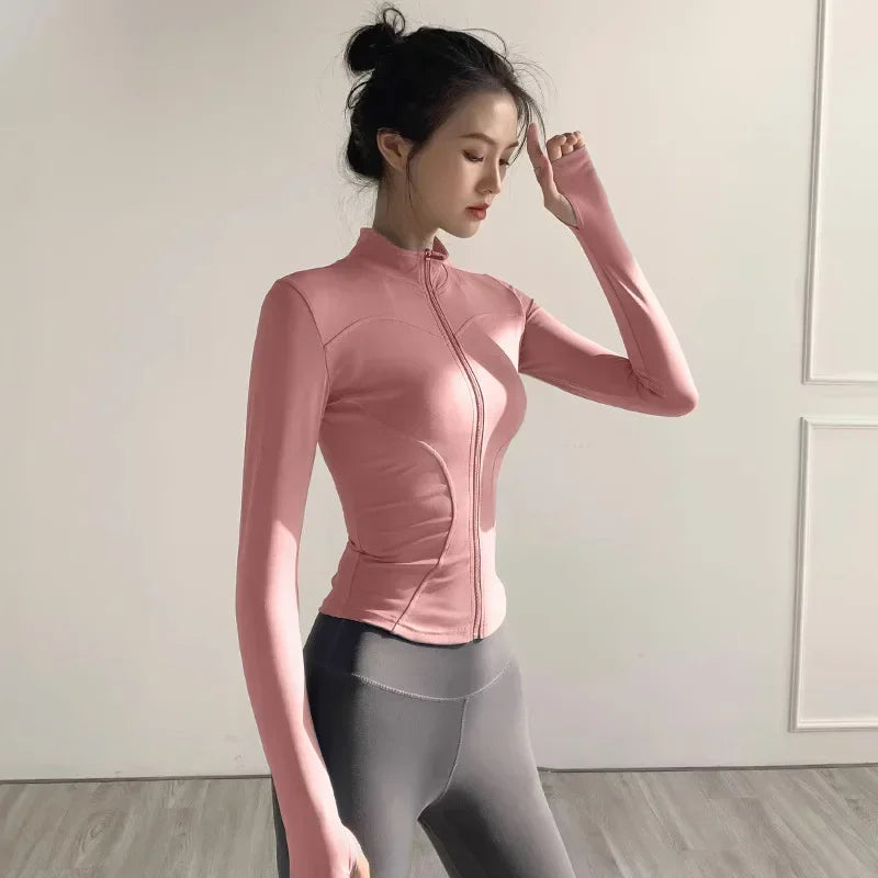  Women Zip Fitness Sweater - Pink