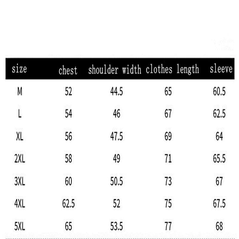 Parka Jacket Men - Thick, Warm winter jacket - size chart