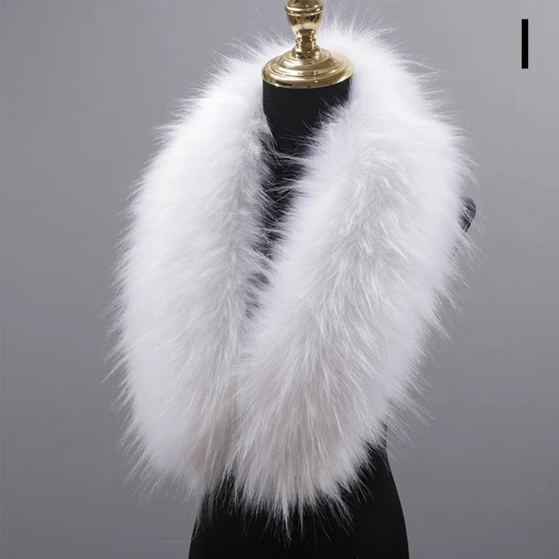 Large Faux Fur Collar Scarf - all white