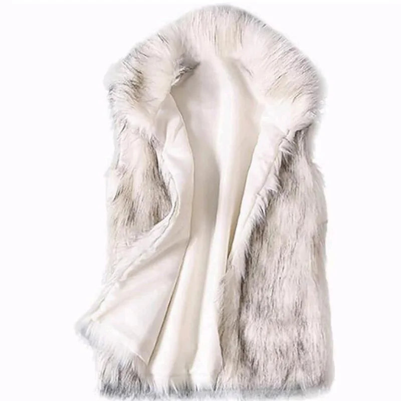 Faux Fur Sleeveless Waistcoat - white - no mannequin