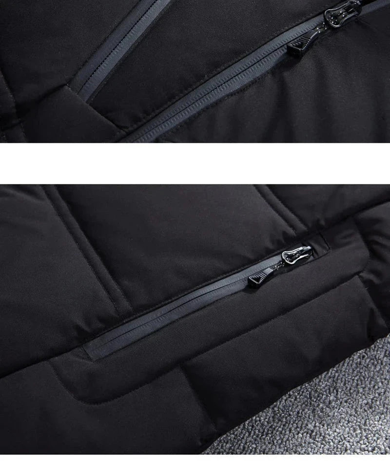 - 20 durable men's winter parka - black (close up view)