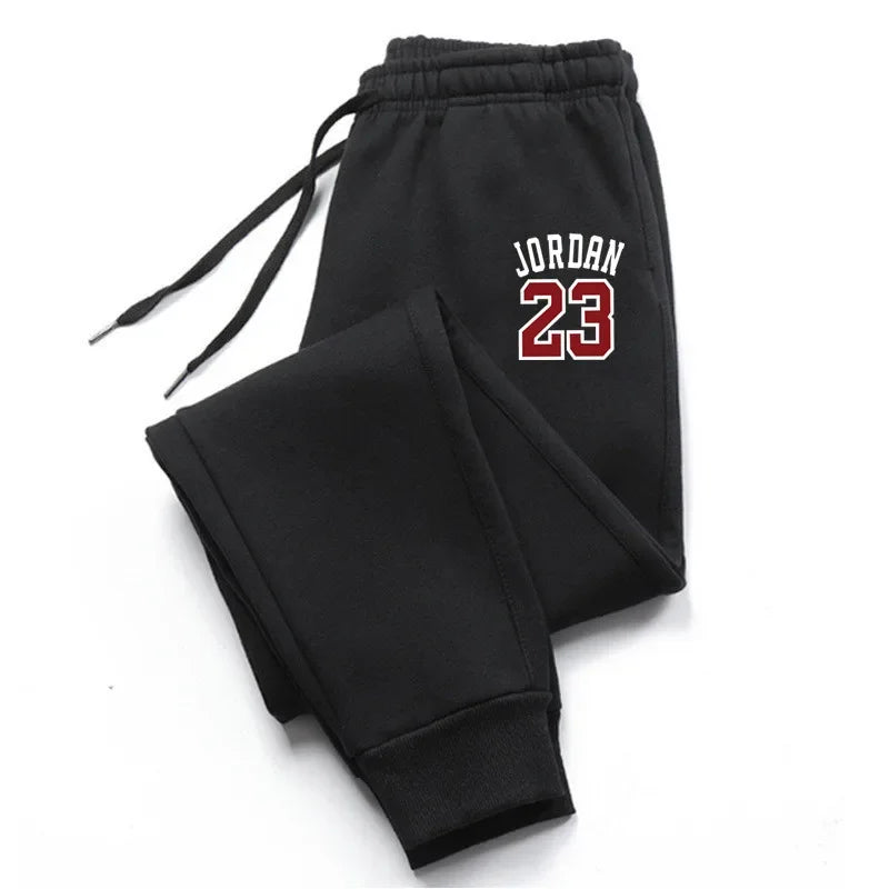 Casual Trousers Sports Pants - black with red lettering