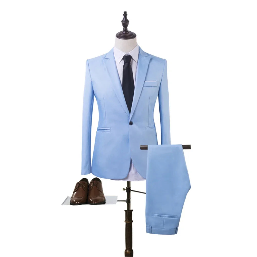 Men's two piece - blazer and pants set - light blue - mannequin