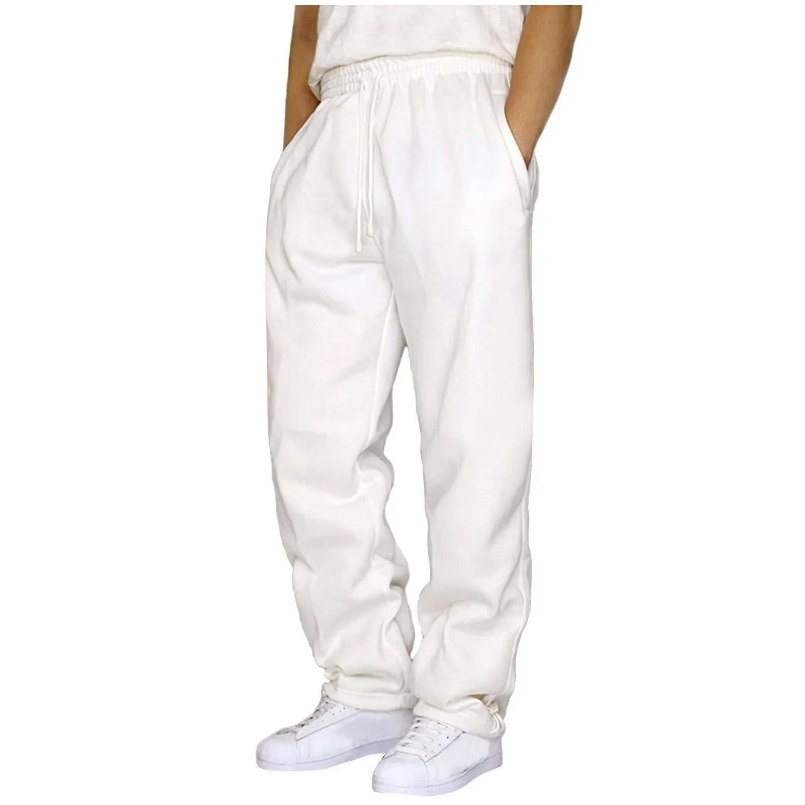 Black Plain Sweatpants - white