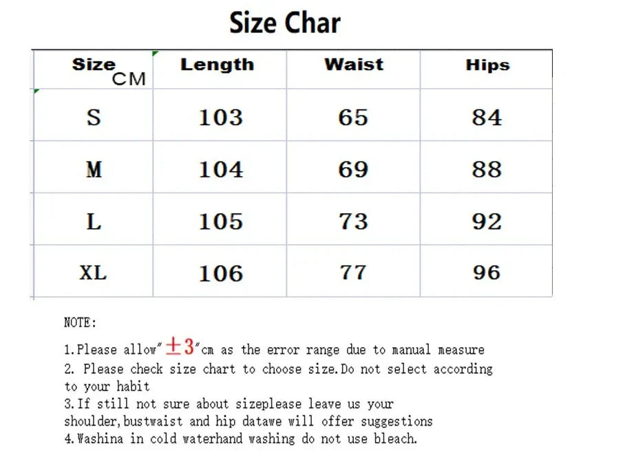 Women's Slim Bell-Bottoms Trousers - size chart