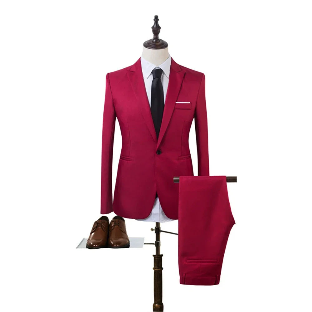 Men's two piece - blazer and pants set - red - mannequin