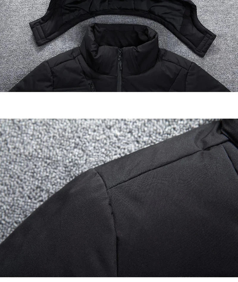 - 20 durable men's winter parka - black (close up view)