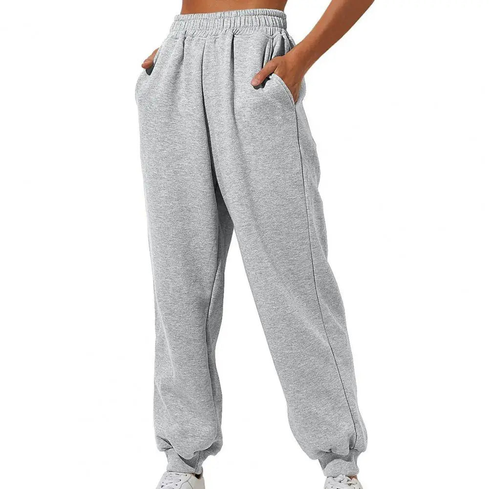 Wide straight leg women's sweatpants - Light grey