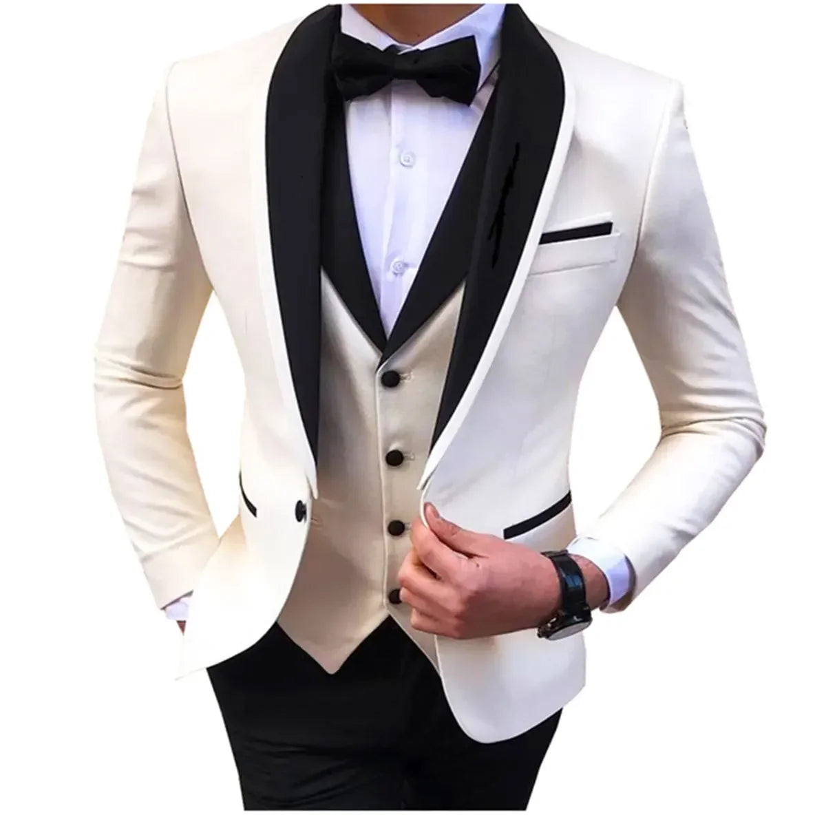 White Men's Suits Men 3 Piece - white