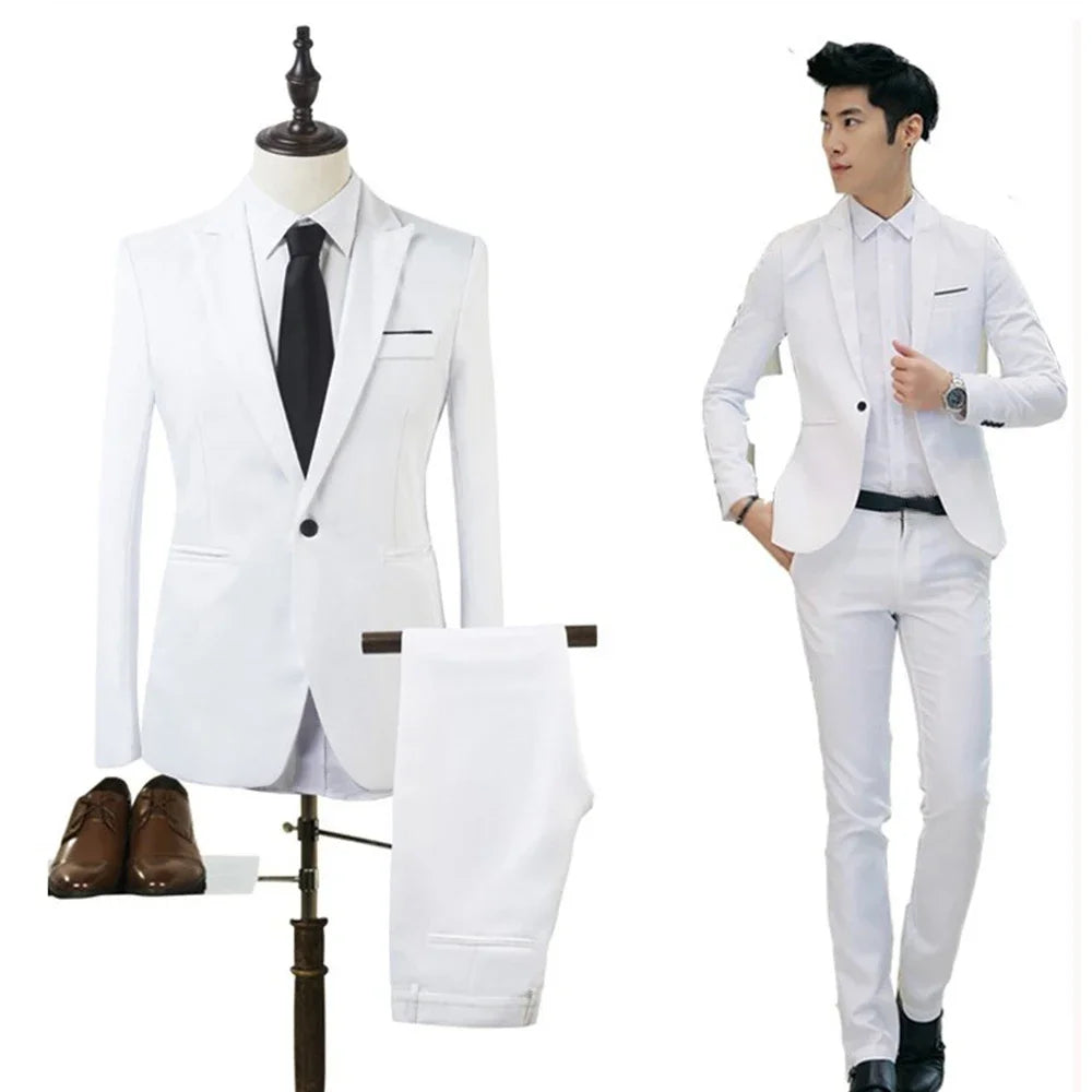 Men's two piece - blazer and pants set - white