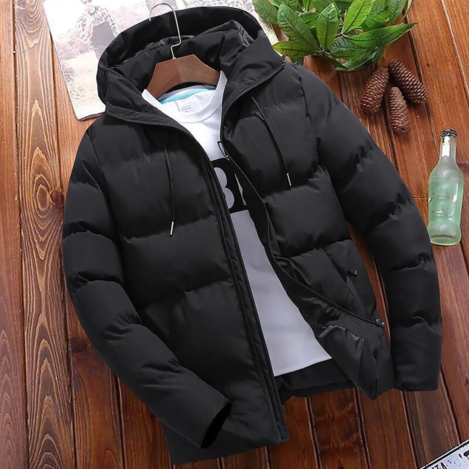 Men Winter Overcoat - Black