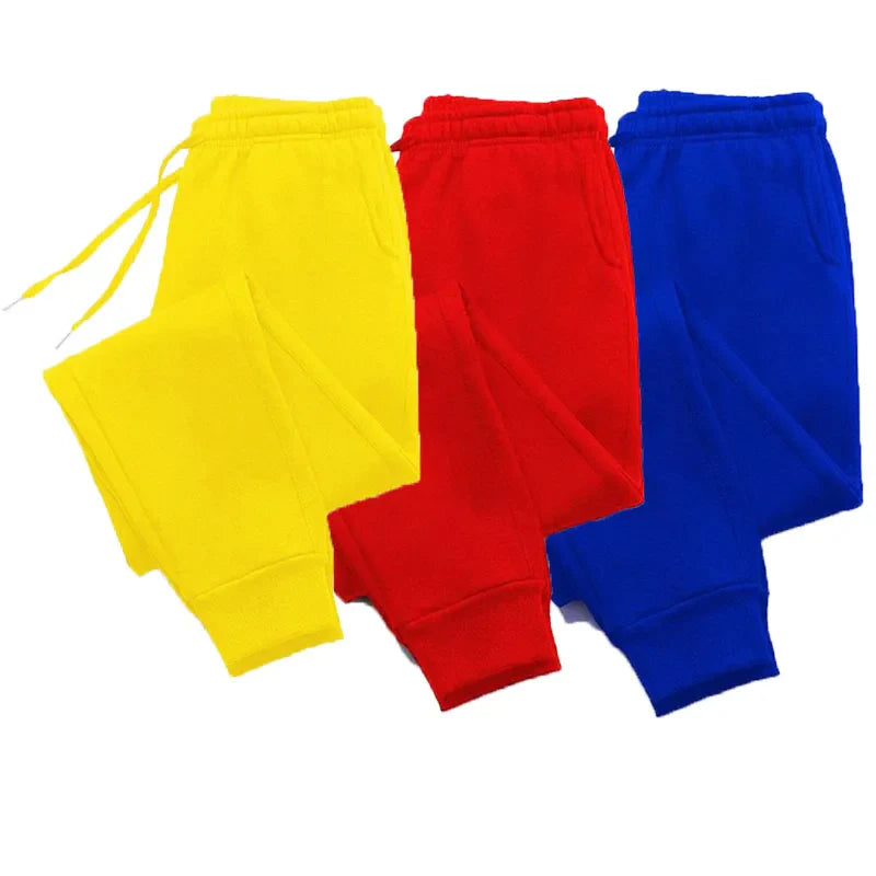 Men's Luxury Print Fleece Sweatpants - red, yellow, blue