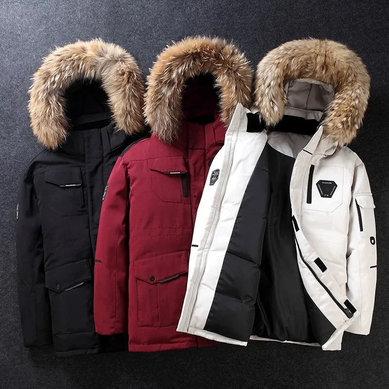 Men's Thermal Down Jacket - red, black, white