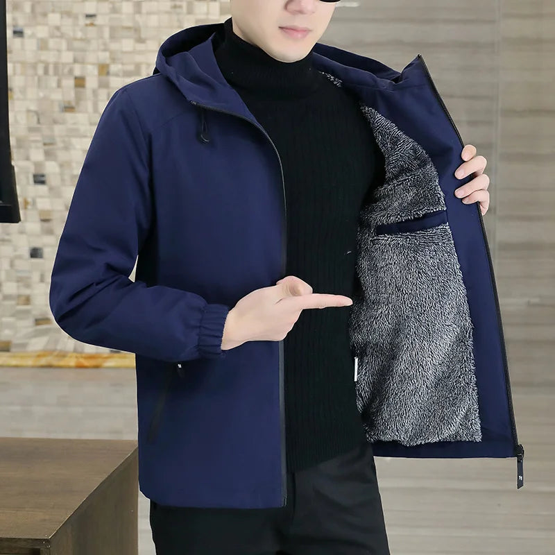 Hooded Jacket Male Outwear - Dark blue