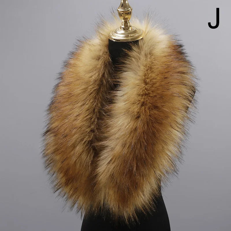 Large Faux Fur Collar Scarf - light brown