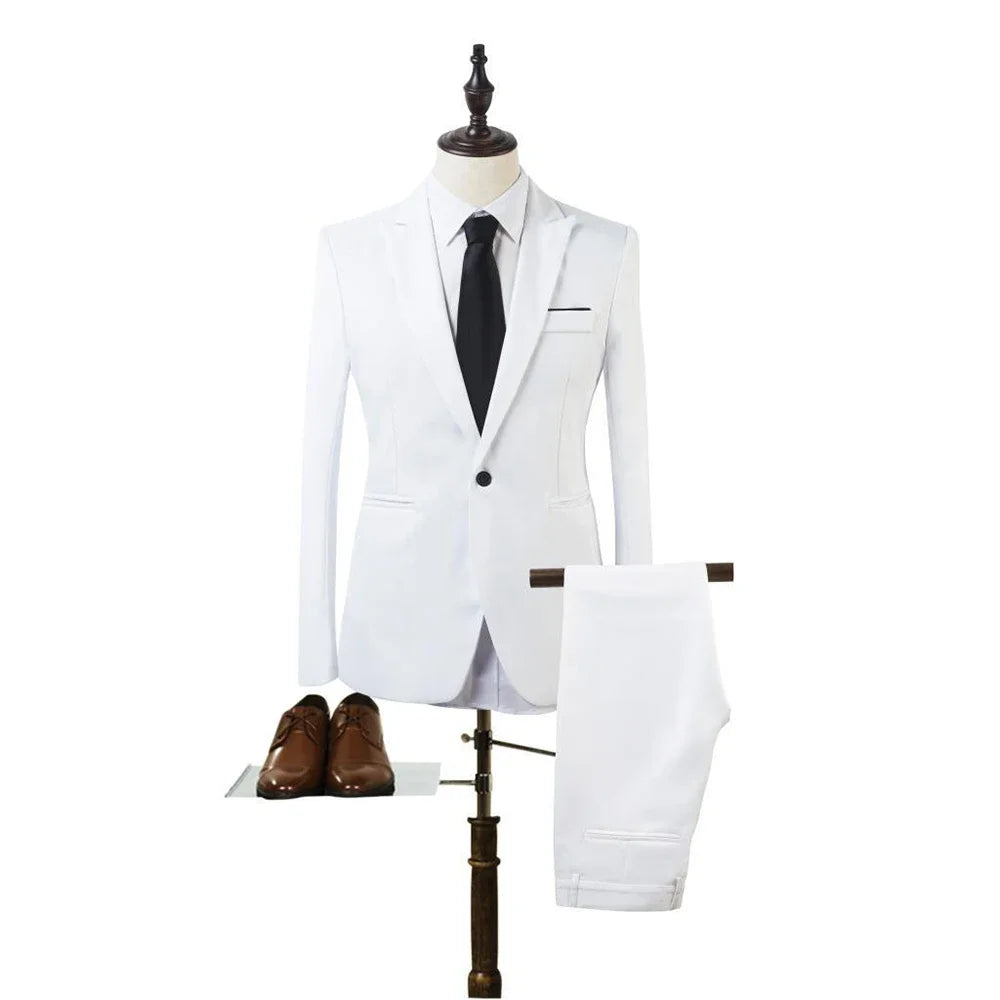 Men's two piece - blazer and pants set - white - mannequin