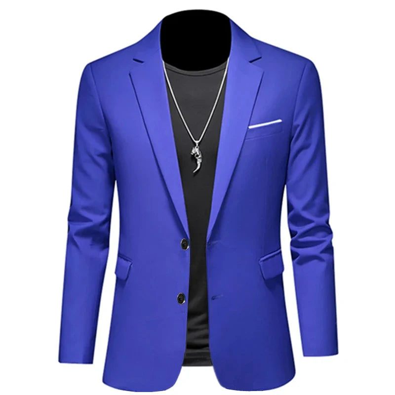 Men's Casual Business Slim Fit Jacket -  Blue