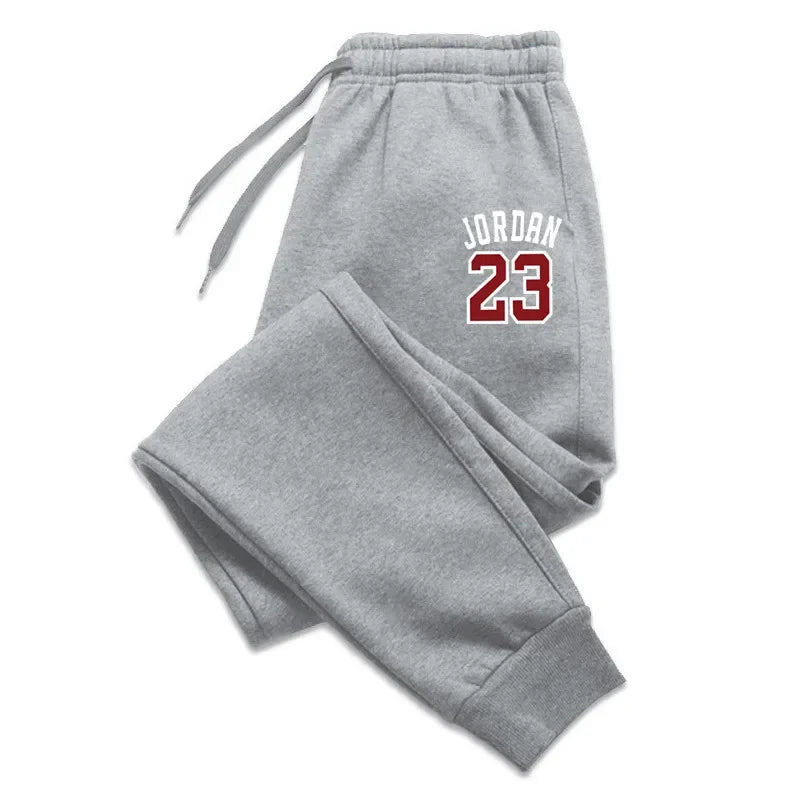 Casual Trousers Sports Pants - gray with red lettering