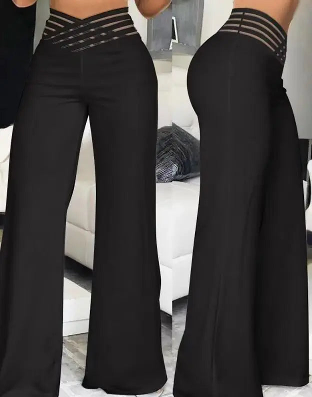 Women's High Waist Wide Leg Pants - black